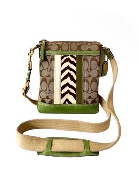 Coach Rare 41054 Hampton Signature Logo Zebra Swingpack Stripes